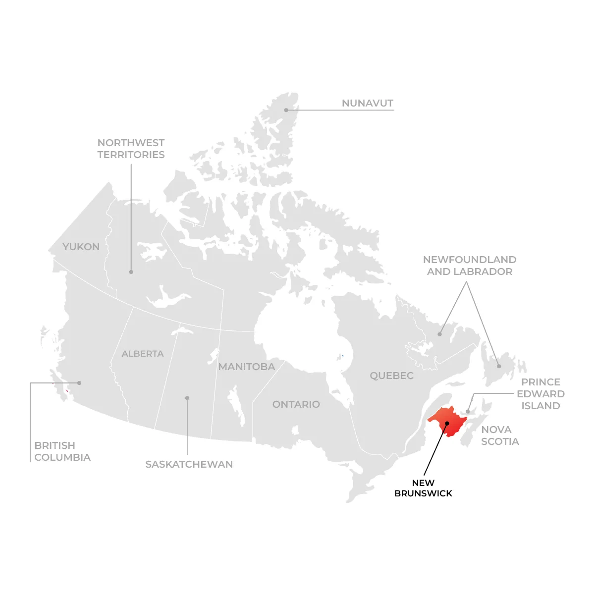 New Brunswick Critical Worker Pilot program Map